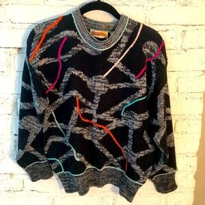 Vintage 90’s Sterling Harris Colorful Abstract Embroidered Sweater